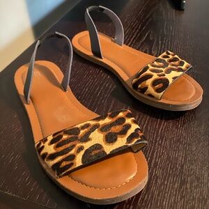 Express leopard flat sandals